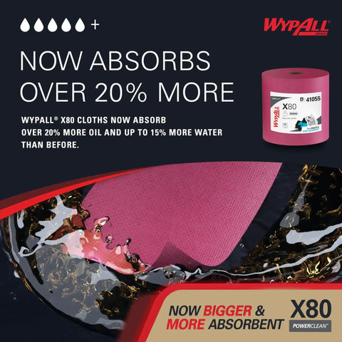 Heavy Duty Cleaning Wipes Jumbo Roll With 455 Sheets Red Absorbs Water And Oil, Extended Use Cloths For Tough Jobs