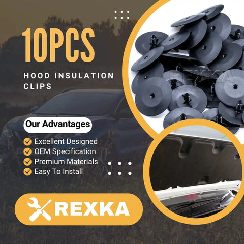 10 Pack Hood Panel Insulation Seal Retainer Clips For GM Vehicles Buick Cadillac Chevrolet GMC Hummer Honda Escalade Oldsmobile Pontiac Saturn Replaces 3078511 And 3977775 OEM Grade Fit Durable Black Nylon Rexka