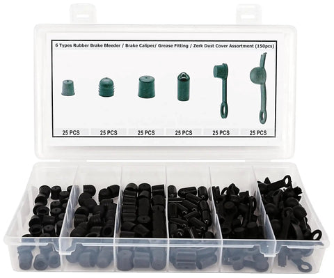 6 Types Rubber Brake Bleeder Cap Set 150 Pcs Caliper Cap Grease Fitting Cap Zerk Dust Cover Assortment For Cars And Motorcycles