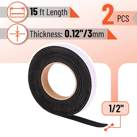 UNCO smoker gasket roll, black, 2-pack, 15 ft total, 1/2 in x 1/8 in high-temp gasket