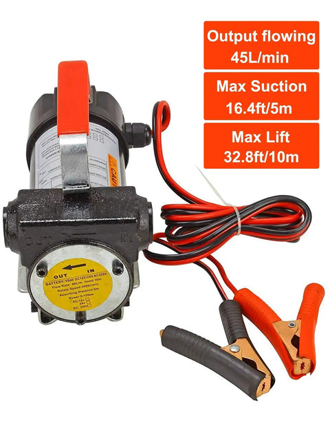 12V DC Portable Electric Fuel Transfer Pump For Diesel Kerosene And Oil, with cables, max suction 16.4ft.