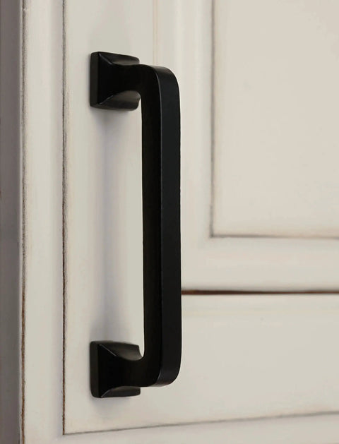 4 Inch Center To Center Square Cabinet Pull Black Solid Cast Iron 10 Pack With Rust Resistant Powder Coat One And One Quarter Inch Projection