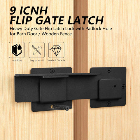 9 Inch Flip Gate Latch Lock With Four Padlock Holes Heavy Duty Four Millimeter Carbon Steel for Sliding and Swing Gates