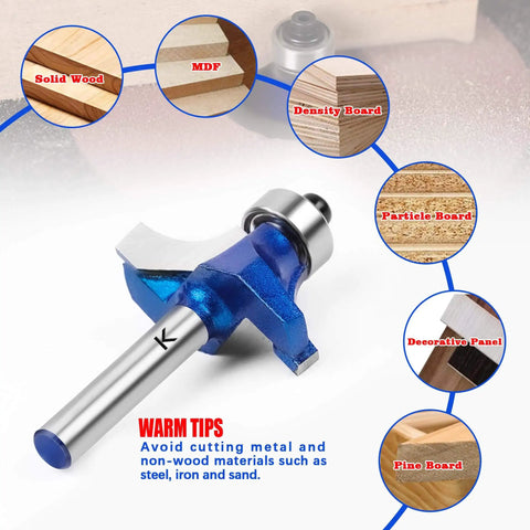 Roundover Router Bit Set With 1/4 Inch Shank Pro Grade Carbide Tip 2 Flutes Radii 1/8 Inch 3/16 Inch 1/4 Inch CNC woodworking guide