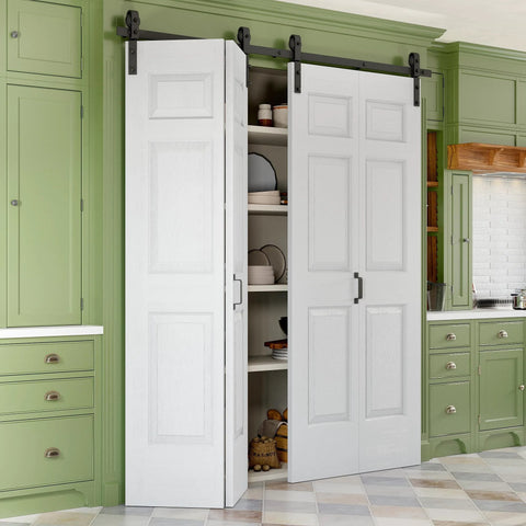 Paintable Bifold Barn Door 48 By 84 Inches No Assembly Required 6 Panel Bi Fold Sliding Closet Doors With Hardware Kit Included