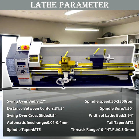 Gearless 8x31 Metal Lathe With Electronic Leadscrew Auto Metric Inch Thread Switching 1100W Brushless Motor 50 To 2500 RPM DIY Mini Lathe