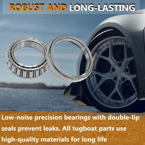 Front Heavy Duty Wheel Bearing And Race And Seal Kit For Ford F150 F250 Expedition Navigator Lincoln Blackwood 1997 Through 2004 RWD Front Left And Right With Four Bearings And Two Seals, shown with vehicle wheel.