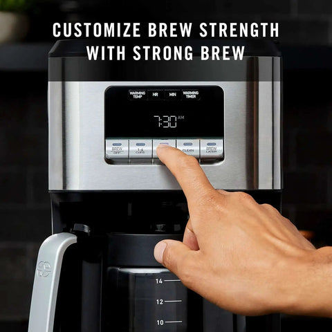 Programmable Coffee Maker With Glass Carafe, 14 Cup Capacity, Stainless Steel Finish, Brew Temperature Perfected From 195 To 205 Degrees
