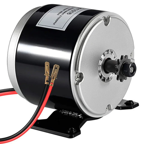 350W 24V Brushed DC Motor For Electric Scooters And DIY Projects Delivers 2750 RPM Speed silver black close-up