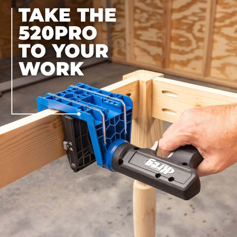 Pocket Hole Jig For Woodworking And Carpentry, Compatible With Materials From Half To One And A Half Inch Thick, in use on wood joint