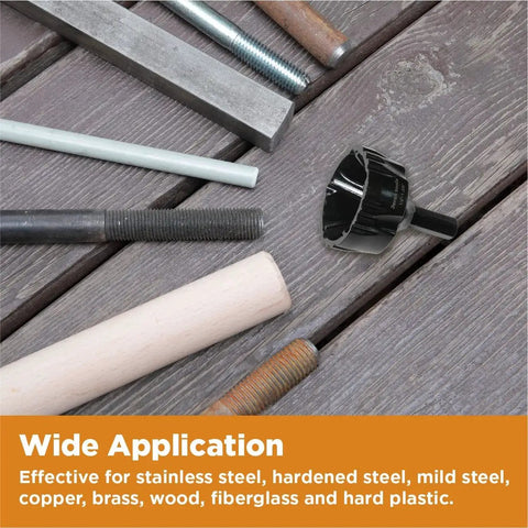 Tungsten Carbide Deburring Tool Set With Quick Release Hex Shank For Internal And External Chamfering showing wide application on various materials.