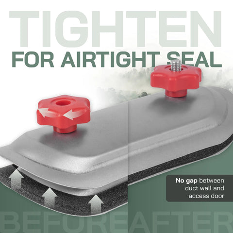 4-inch round duct access door with two red knobs on galvanized steel duct cover and EPDM gasket