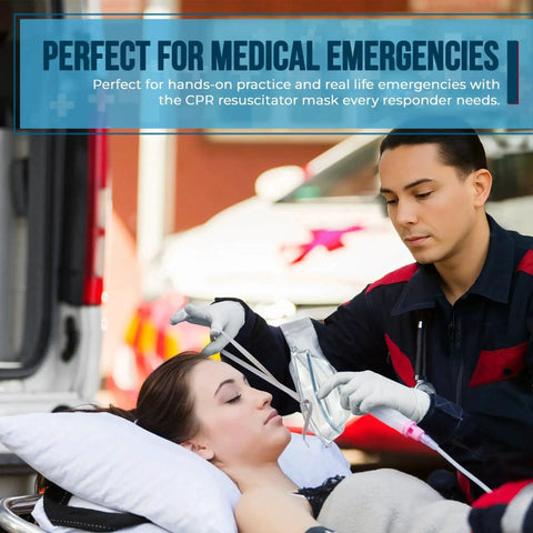 Emergency responder using Essential CPR Mask Kit For Adults And Infants Grab-And-Go Emergency Resuscitator Set Primacare RS-6848