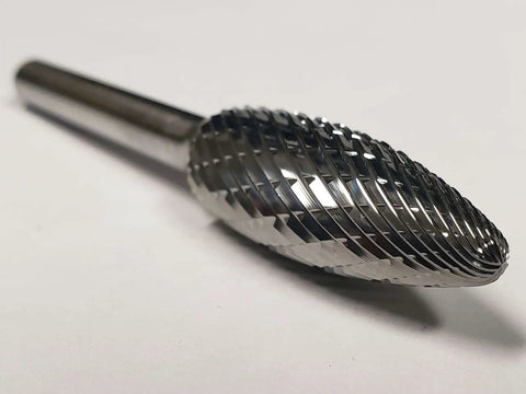 1/2 Inch SH-5 Burr Flame Style Double Cut Solid Carbide For Precision Deburring, Rounding, And Shaping Of Metal Workpieces