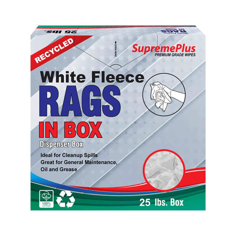 Ultra Soft Recycled White Fleece Rags 25 Lb Box For Oil Grease Dust And General Cleanup Heavy Duty Absorbent Wiping Cloths