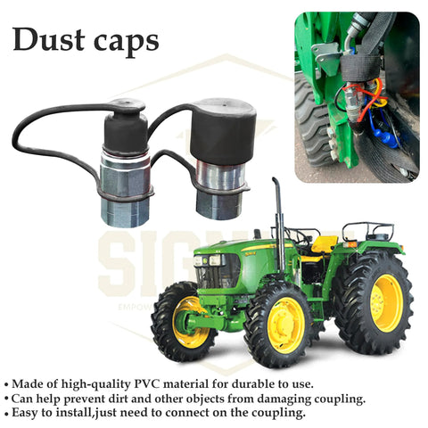Dust caps for ISO 16028 hydraulic quick disconnects, 2-pack, black PVC male/female plug covers