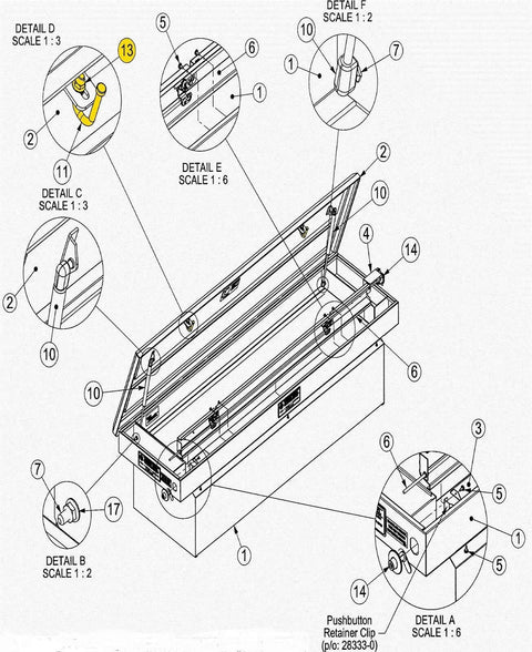 Diagram of the J Bolt Catch For Crossboxes Kit Of 2 With Securing Nuts In Durable Steel, part number 29752 0 KIT, showing installation details.