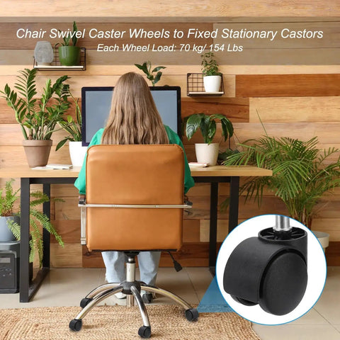 3 Inch Office Chair Wheel Replacement 5 Pack With 7/16 Inch By 7/8 Inch Universal Stem Suitable For Wood Floors And Carpet