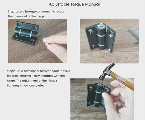 Adjustable Torque Hinge Heavy Duty Zinc Alloy Door Hinge For Cabinets And Closets Black 2.56 Inch By 2.17 Inch Set Of 2 shown during installation process