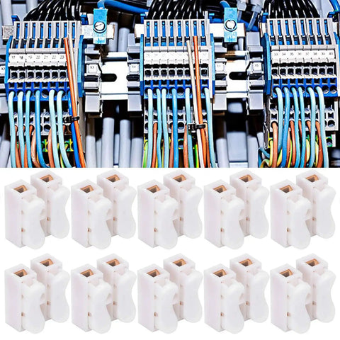 500 Pack 2 Pin 10A 220V Push Wire Connectors Quick Connect Spring Terminal Blocks For LED Strip Lights DIY Friendly