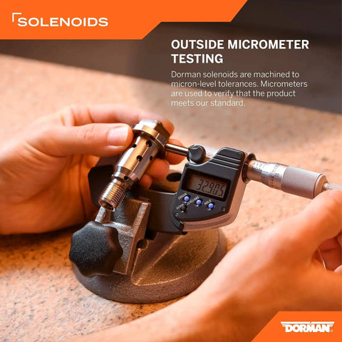 Precision testing of Variable Valve Timing Solenoid Kit For Acura And Honda using micrometer for OE Fix replacement.