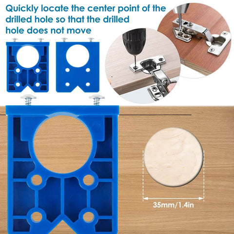 Concealed Hinge Jig for 35mm Hinge Drilling Guide Woodworking with Adjustable Bit and Hex Wrench No Fuss Easy Setup
