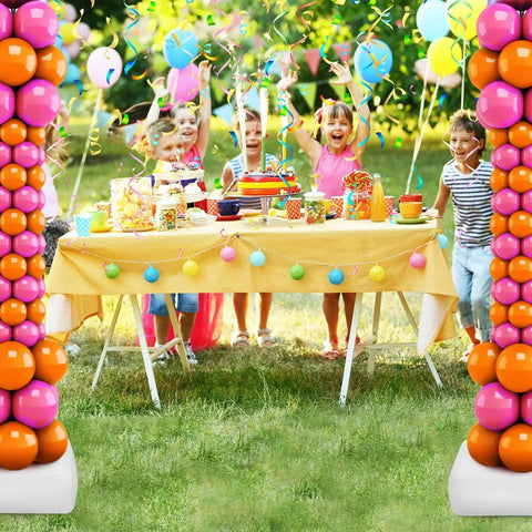 Adjustable Balloon Pillar Kit Set 4 with Stable Bases for Indoor Outdoor Events at a children's birthday party