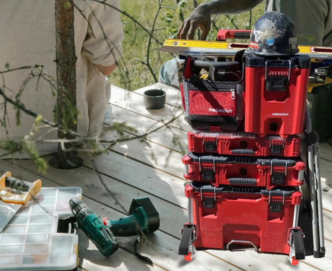 Front Wheels Upgrade Kit For Milwaukee Packout System Turn Your Packout Into A Four Wheel Dolly For Easier Maneuverability Across Garages Elevators And Sidewalks This Accessory Prevents Rear Flat Spots And Makes Transport Smooth On All Surfaces installed on tool box on deck