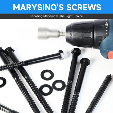 20 Pack 1/4 X 1-1/4 Inch Lag Screws For Wood Stainless Steel Heavy Duty Hex Head Bolts Black Oxide Commercial Grade 304 Mounting Kit With Washers By Marysino, including washers and drill.