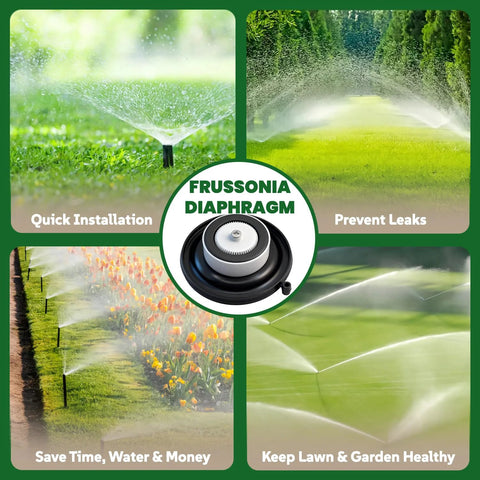 FRUSSONIA 4-pack sprinkler valve diaphragm repair kit for Hunter 3/4 and 1 inch valves; black rubber diaphragm.