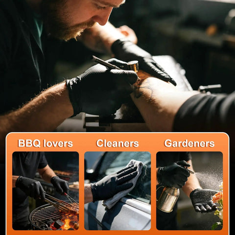 Heavy Duty Nitrile Gloves 10 Mil Diamond Textured Cooking Disposable Latex Free used for tattooing, BBQ, cleaning, and gardening