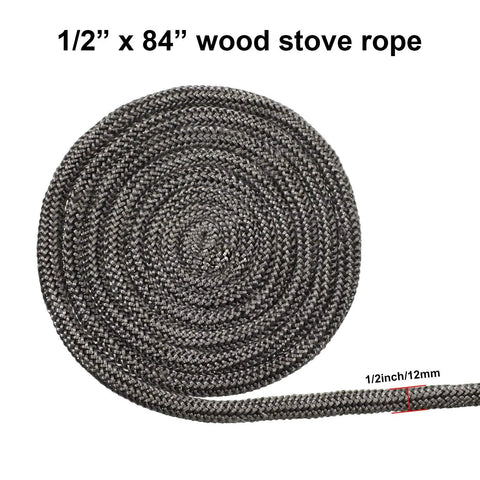 Wood stove gasket rope, Boao, 1/2 in x 84 in, graphite-impregnated fiberglass rolled coil