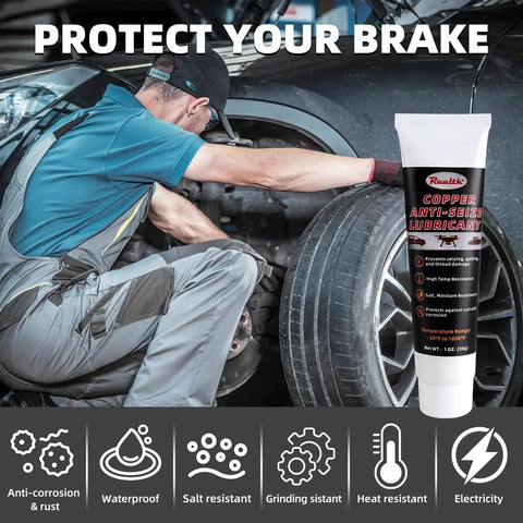 Copper Anti Seize Thread Lubricant 30g for Real High Temp Brake Systems in automotive use with mechanic and car wheel image