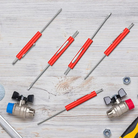 10 Pack Pocket Screwdrivers With Valve Core Removal Tools Handy Mini Screwdriver Set Small Dual Use Kit With Clip For Mechanics Red