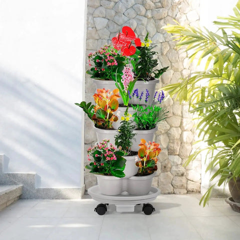 Rolling Plant Caddy With Drainage Tray Set Of 3 for heavy duty planters, 13 inch diameter, outdoor moveable stand with 360 caster wheels