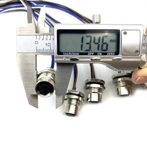 Measurement of Two Pack M12 4 Pin A Coded Female Connector Cable 0.5M Front Mount IP67 Waterproof Unshielded