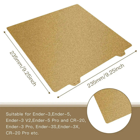 Dual Sided Textured PEI Printing Bed For 3D Printers 235x235mm With Frosted PEI Surface shown in close-up with dimensions