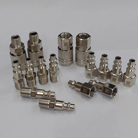 Cosmostar 16-piece chrome air hose fittings set with 1/4 in NPT quick-connect couplers and adapters