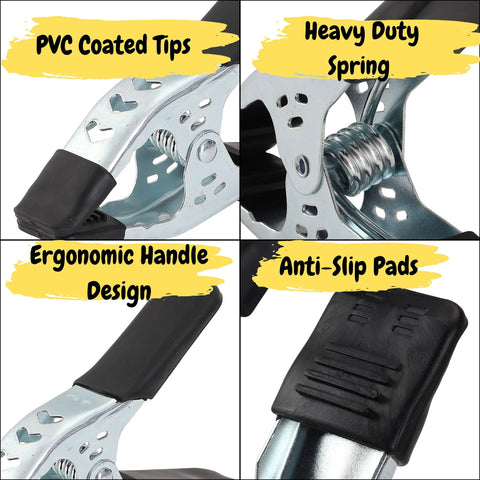 Mr. Pen 6-inch spring clamps with PVC coated tips, metal body, 2-pack
Mr. Pen 6-inch heavy-duty spring clamp, metal frame and coil spring, 2-pack
Mr. Pen 6-inch spring clamp with ergonomic black handle design
Mr. Pen 6-inch spring clamp with anti-slip pad on the handle