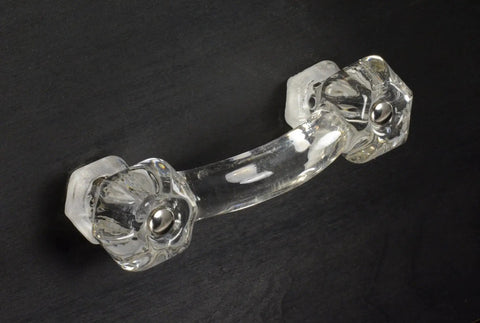 Elegance Glass Collection Clear Glass Drawer Pull For Cabinets And Furniture, Durable Clear Glass Knob Handle, Modern Decorative Hardware