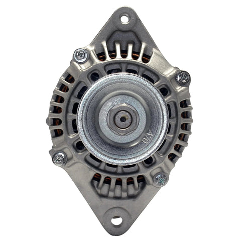 Front view of Remanufactured Alternator With Consistent Quality Process, High Temp Bearings With Double Lip Seals To Cut Friction.