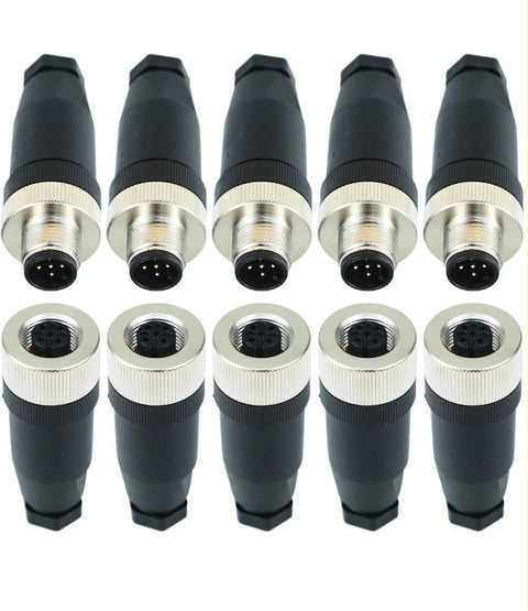 10 Pack M12 5 Pin Panel Mount Aviation Connectors Set Straight Male And Female Waterproof IP67 Circular Wire Connector For Sensors Automation And Outdoor Use