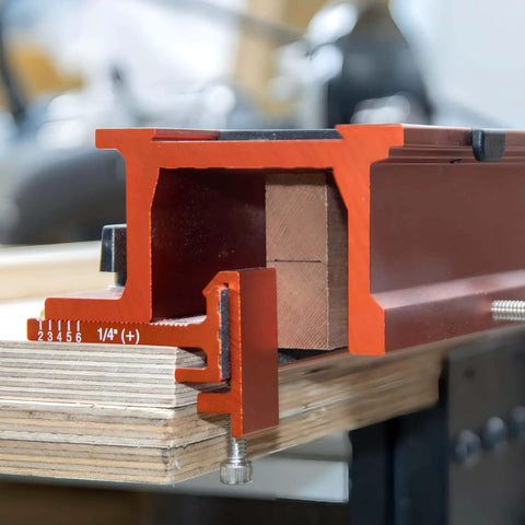 Close-up of Mortise And Tenon Jig For Cabinets Chairs And Tables With Plunge Router For Pro Grade Joinery, Align Mortises And Tenons