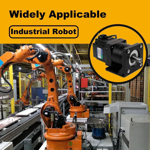 Industrial robot arm with Nema 23 Stepper Motor Mounting Bracket Set in factory setting