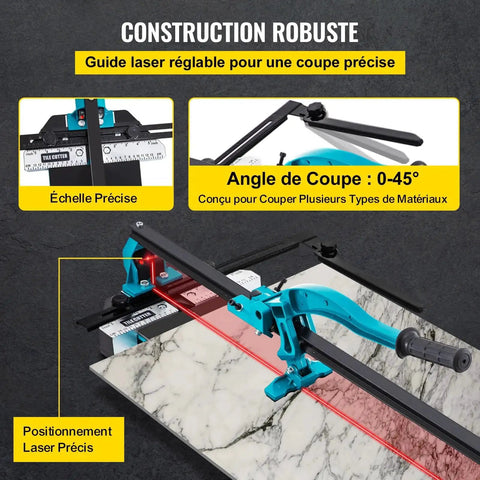48 Inch Tile Cutter Workhorse With Single Rail And Double Brackets, Manual Tile Cutter With Laser Guide For Precise, Clean Cuts