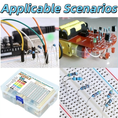 MTDELE metal film resistor assortment kit, 2600 pcs, 130 values, 1/4W 1%, for Arduino PCB DIY