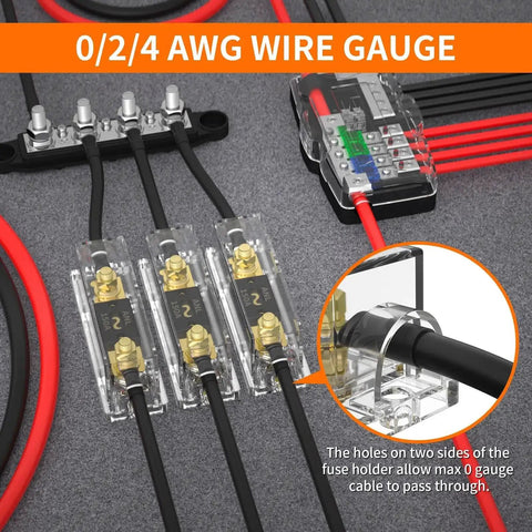 Heavy Duty 150 Amp ANL Fuse Holder Kit With 150A ANL Fuse Clear View Fuse Block 0 2 4 Gauge For Car Audio System 3 Pack