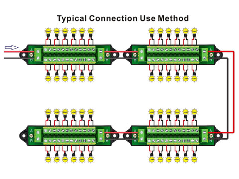 16 Amp AC DC 48 Volt 2 By 12 Position Terminal Block Distribution Module for Power Control Panels with wiring diagram