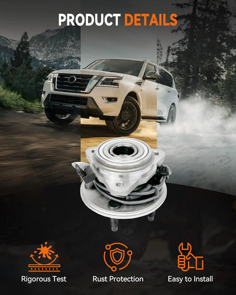 Front Wheel Bearing Hub Assembly 515003 with ABS features shown in off-road vehicle setting