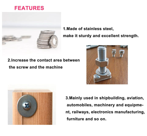 Flat washers, 304 stainless steel, 100 pcs, 3/16 in ID x 1/2 in OD, 1.0 thick, plain finish